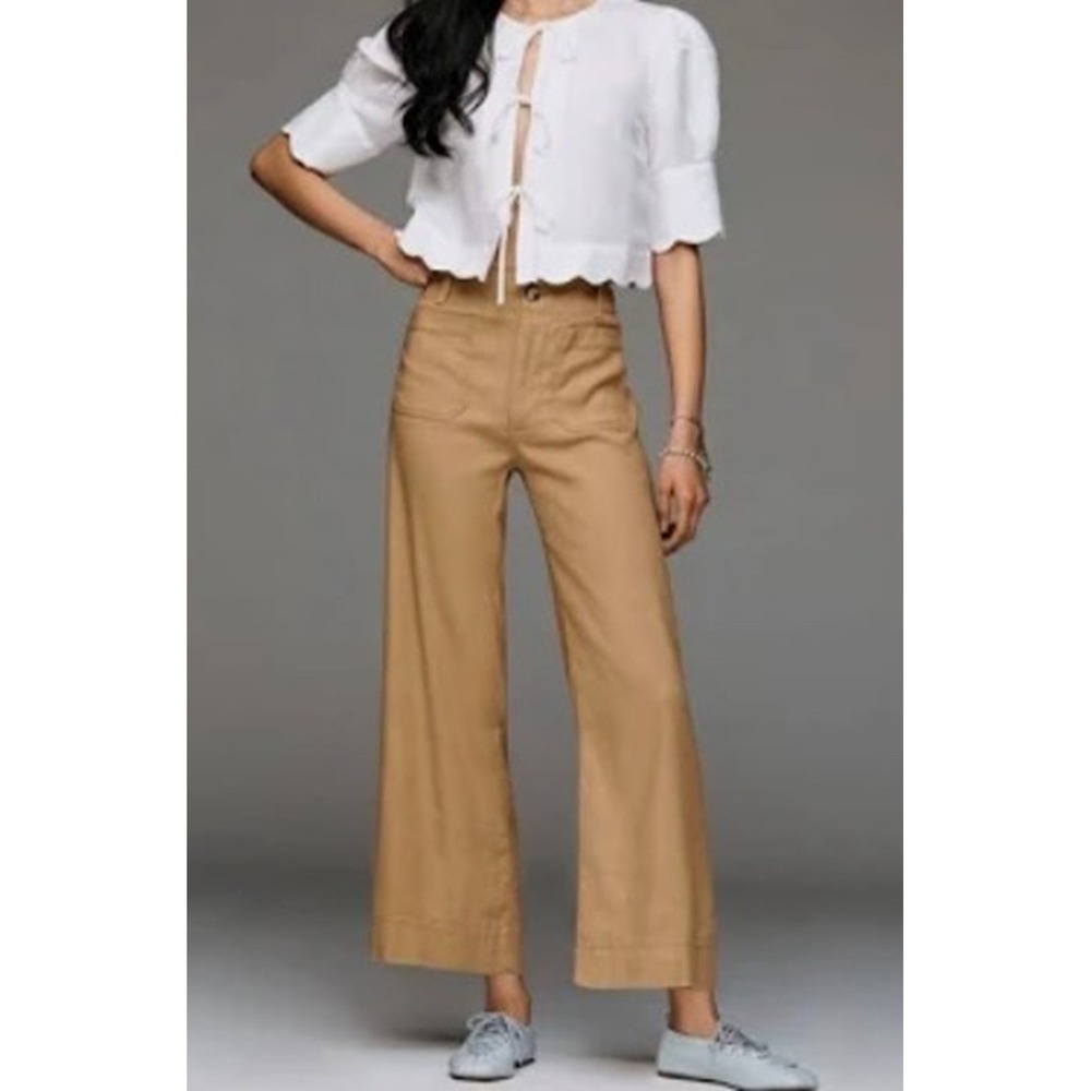 Maeve x Anthropologie COLETTE-Sz. 33 -True Camel Cropped Wide Leg High Waist NWT